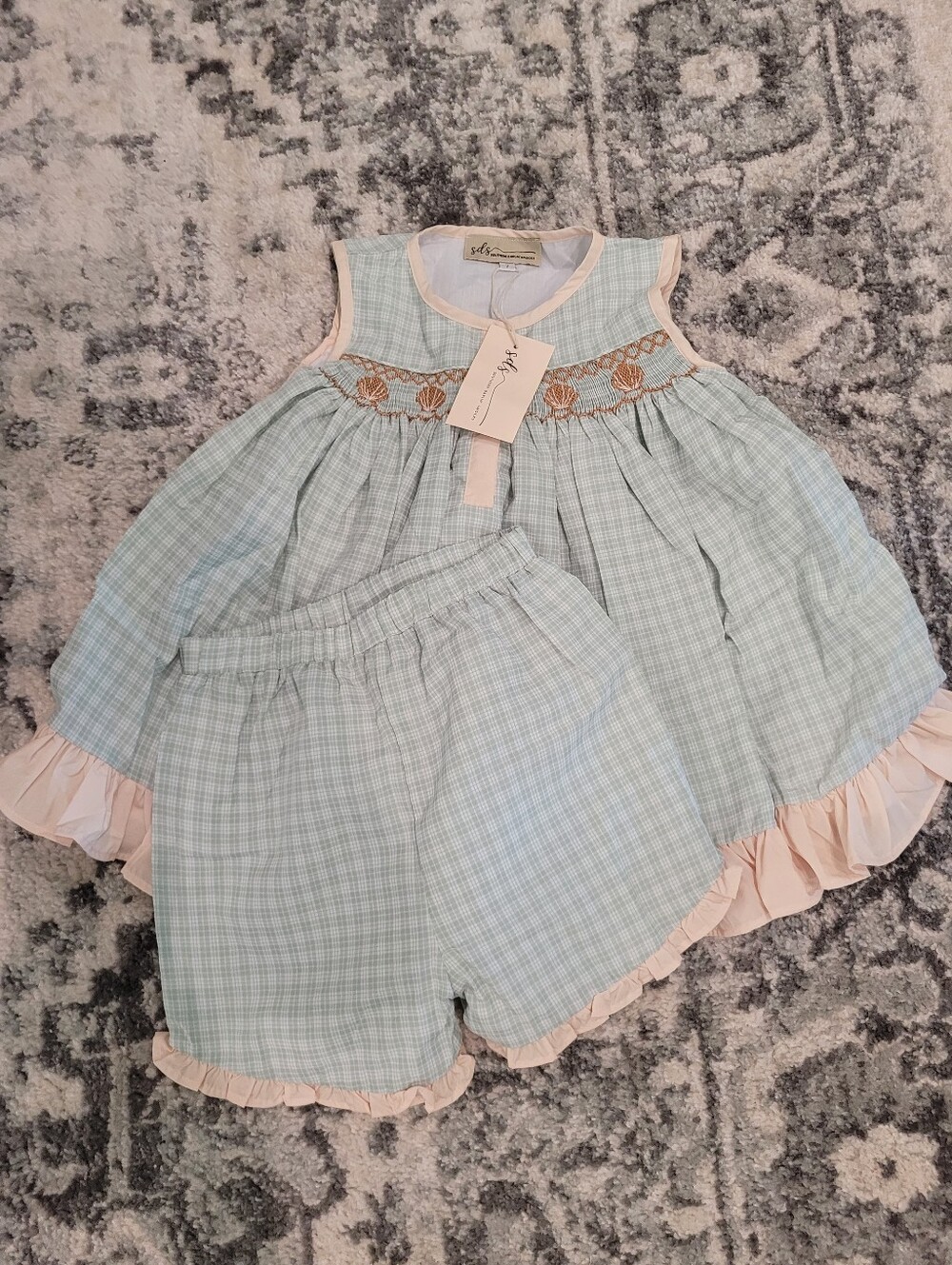 Girls Size 7 Smock Set NWT